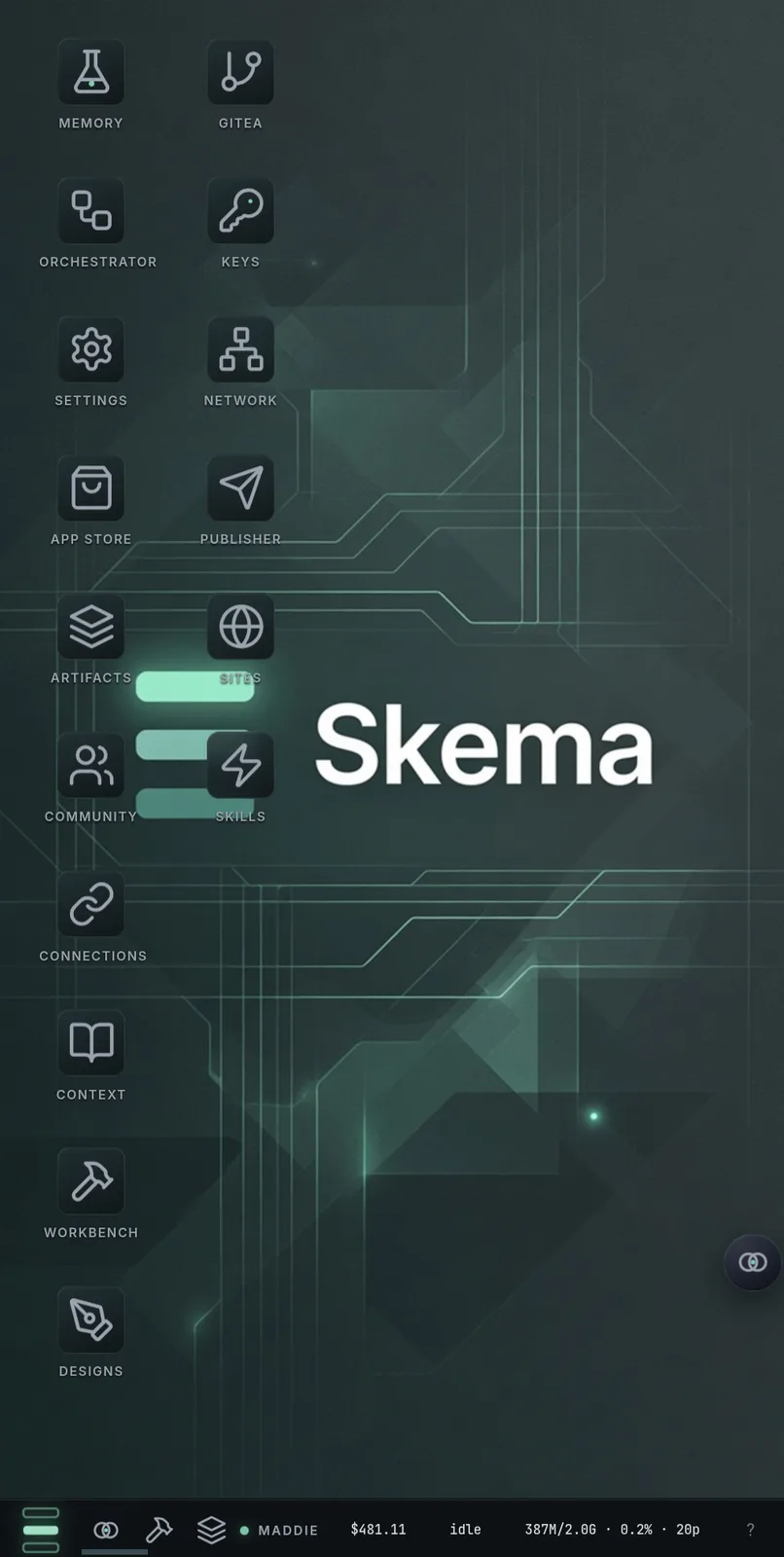The same Skema desktop on a phone